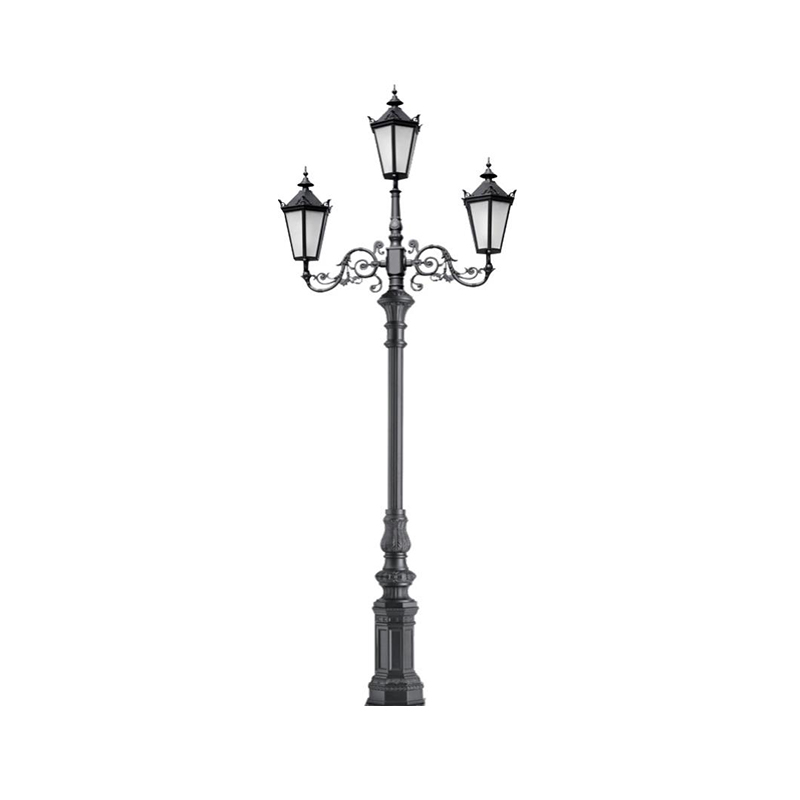 DDK-ZH-0601 Tiang Lampu Taman Baja Tiga Lengan dengan Basis Aluminium